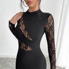 Damen Elegantes Spitzenkleid mit hoher Taille und raffinierten Cut-Outs R&B