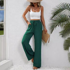 Damen Weite High-Waist Hose mit elastischem Bund und lässigem Schnitt R&B