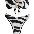 Damen Bandeau-Bikini mit modischem Schnallen-Detail und asymmetrischem Schnitt R&B
