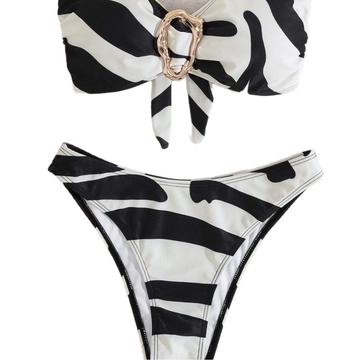 Damen Bandeau-Bikini mit modischem Schnallen-Detail und asymmetrischem Schnitt R&B