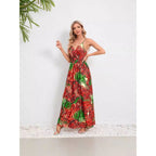 Damen Maxikleid mit floralem Design und schmalen Trägern R&B