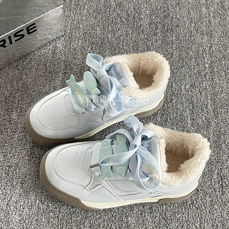 Damen Bequeme Sneaker mit kuscheligem Innenfutter und modischen Schnürdetails
