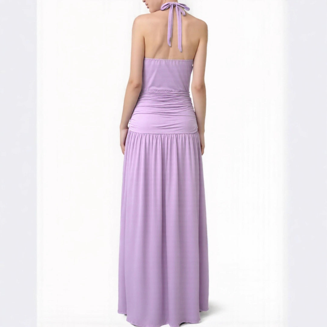 Damen Elegantes Halsnaht-Maxikleid mit seitlichem Schlitz R&B