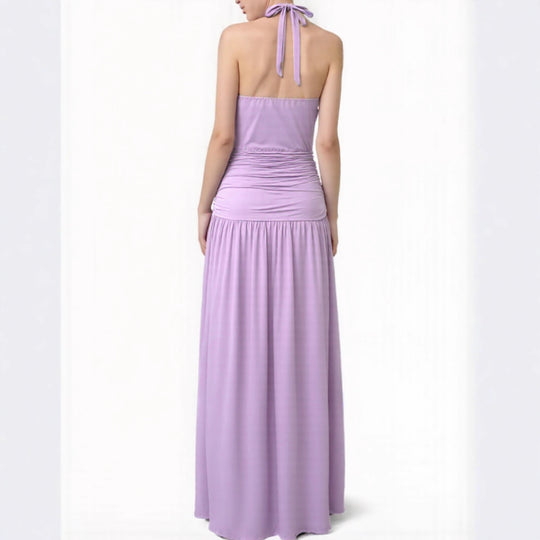 Damen Elegantes Halsnaht-Maxikleid mit seitlichem Schlitz R&B