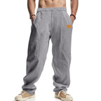 Herren lässige Leinenhose mit elastischem Bund und großzügigen Seitentaschen R&B