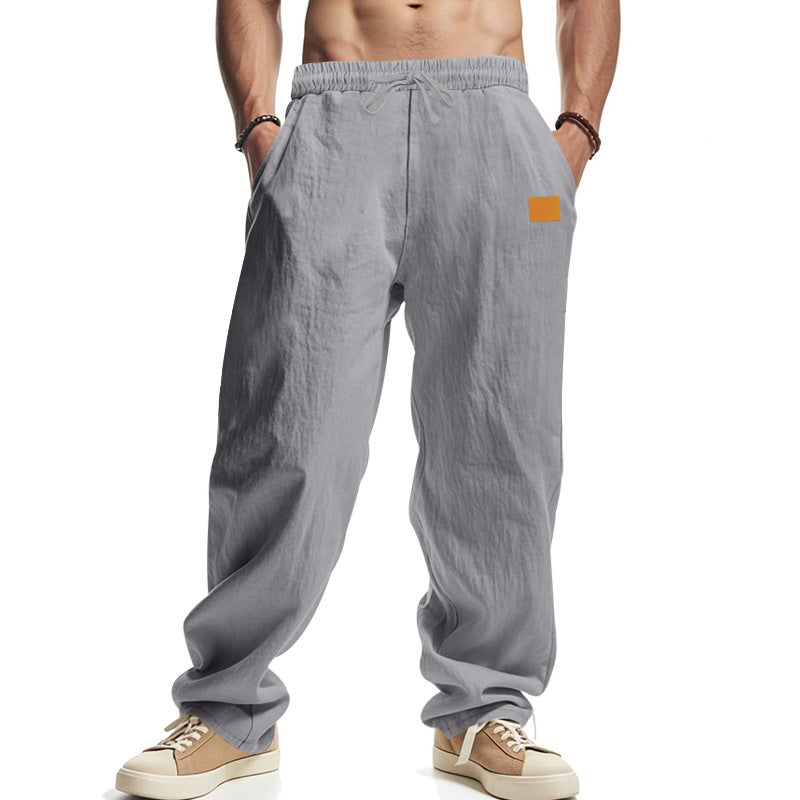 Herren lässige Leinenhose mit elastischem Bund und großzügigen Seitentaschen R&B