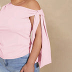 Damen asymmetrisches Top mit bindbarem Design R&B