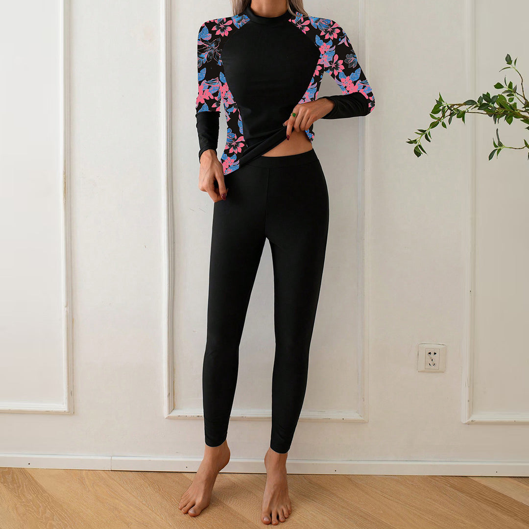 Damen Langarm Rashguard mit floralem Design R&B