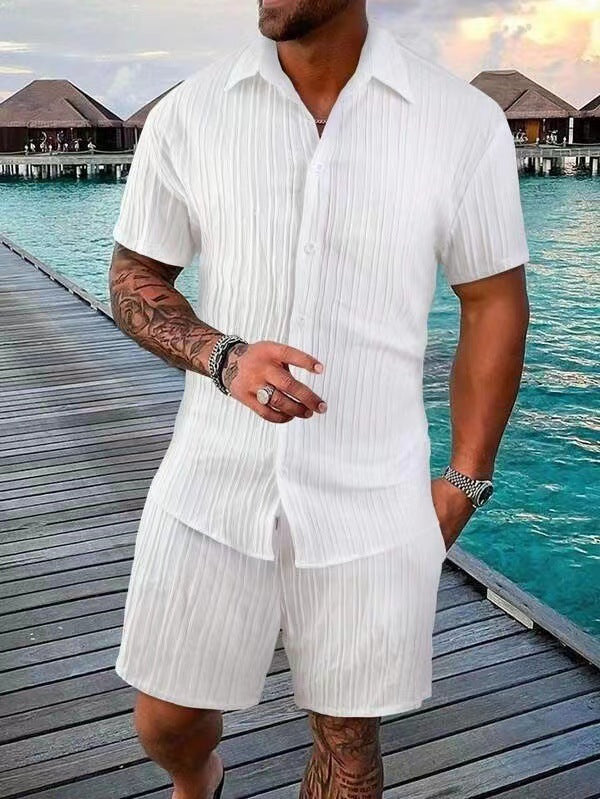 Herren atmungsaktives Sport-Set mit Kurzarm-Hemd und Shorts R&B