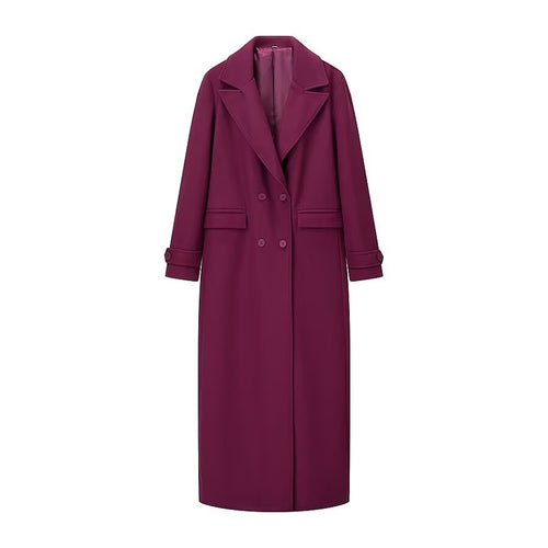 Damen eleganter und lässiger Langmantel mit doppelter Knopfreihe R&B