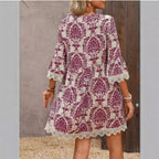 Damen Tunika-Kleid mit viktorianischem Muster und Spitzenakzenten R&B