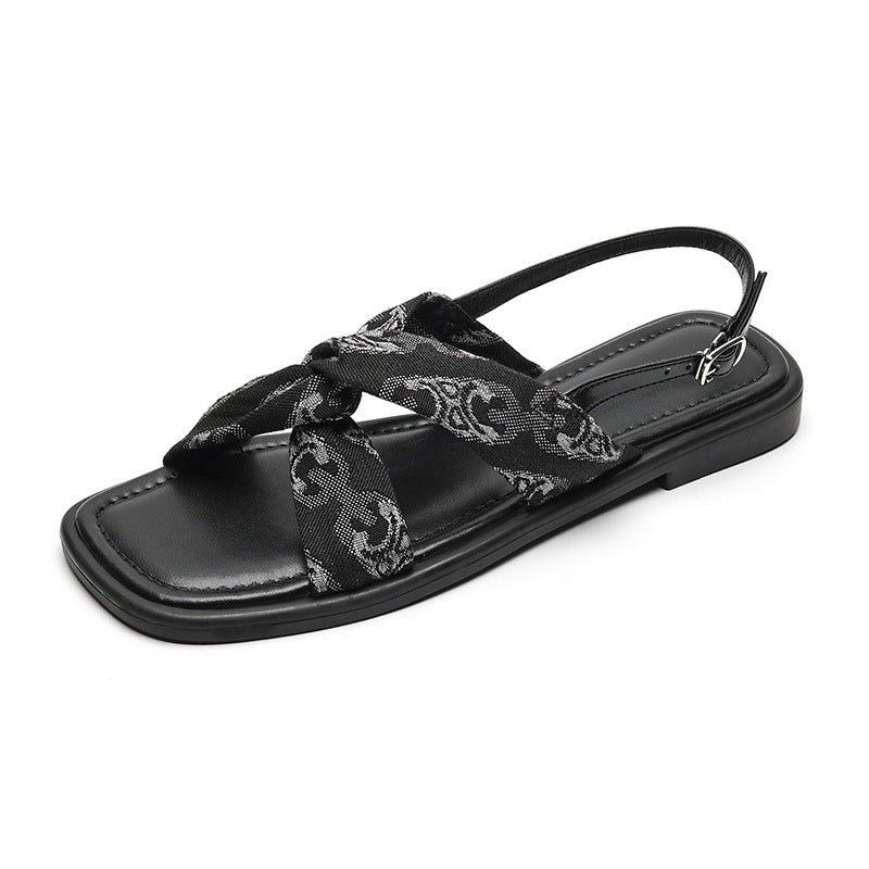 Damen elegante Zehentrenner mit modischem Knoten-Design und rutschfester Sohle