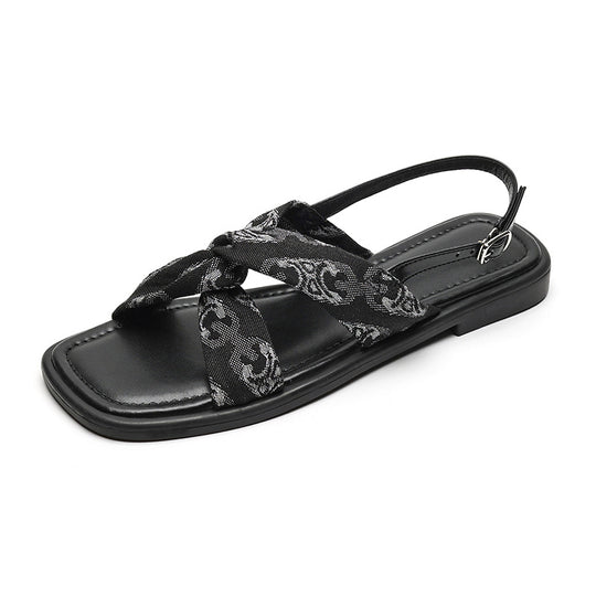 Damen elegante Zehentrenner mit modischem Knoten-Design und rutschfester Sohle R&B