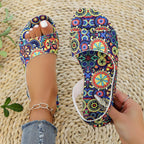 Damen Komfortable Zehentrenner-Sandalen mit modischem Muster R&B