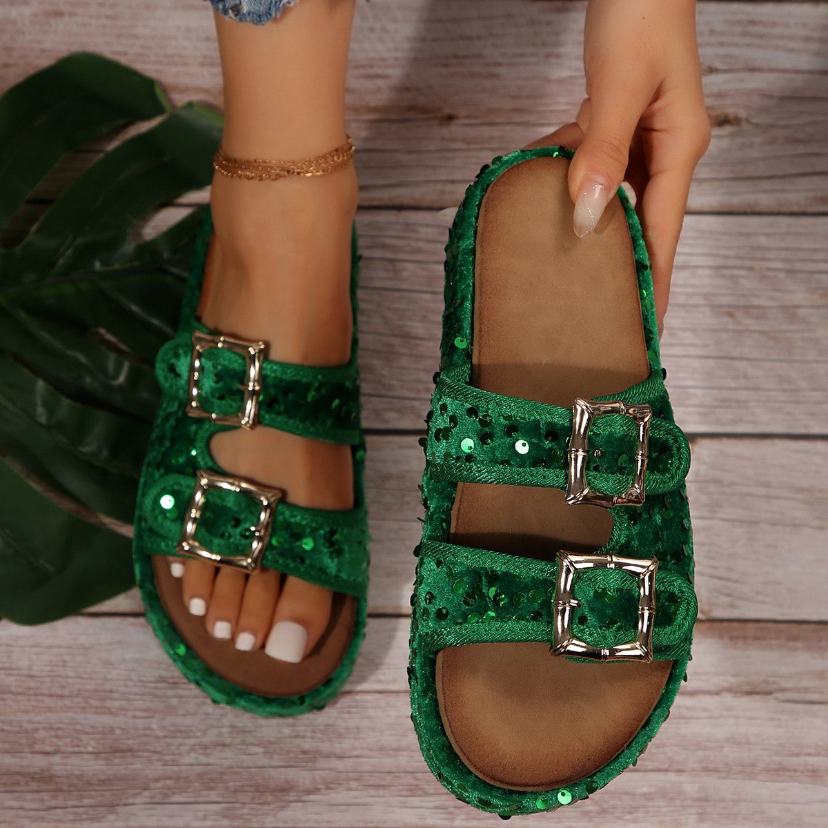 Damen Komfortable Clogs mit doppeltem Klettverschluss und modischem Design R&B