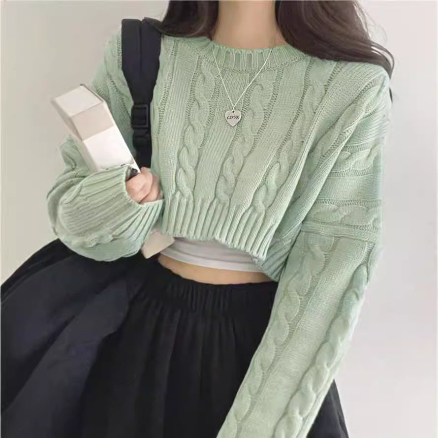Damen Kurzgeschnittener Strickpullover R&B