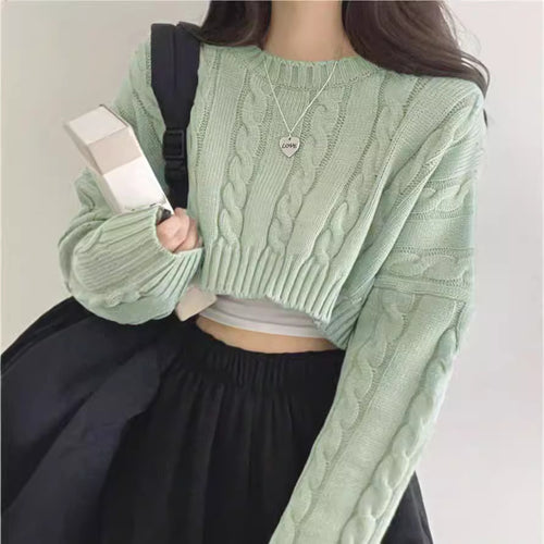 Damen Kurzgeschnittener Strickpullover R&B