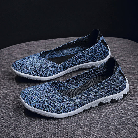 Damen nan gestrickter Slip-On Freizeitschuh mit geflochtenem Obermaterial und rutschfester Flexsohle R&B