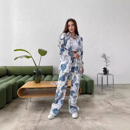 Damen lässiges Freizeit-Lounge-Set mit floralem Muster R&B