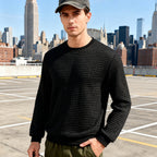 Herren nan strukturiertes Quadrat-Stepppullover mit Rundhals und elastischen Bündchen R&B