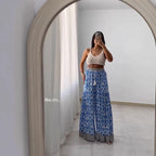 Damen weite Baumwollhose mit eingezogenem Gummibund und modernen Mustern R&B