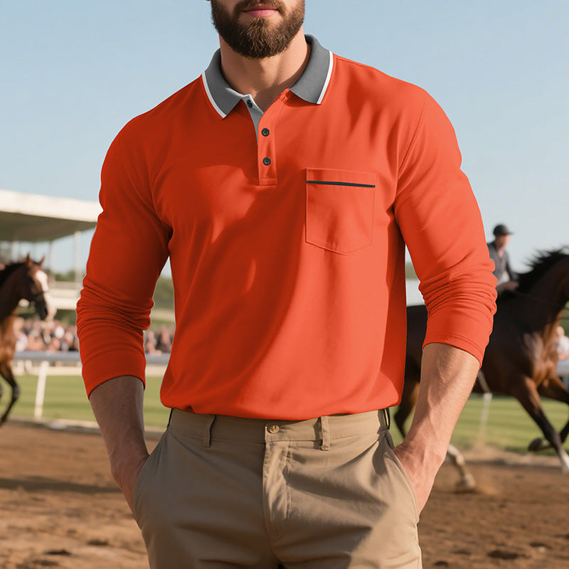 Herren Poloshirt mit trendigem Design und bequemen langen Ärmeln R&B