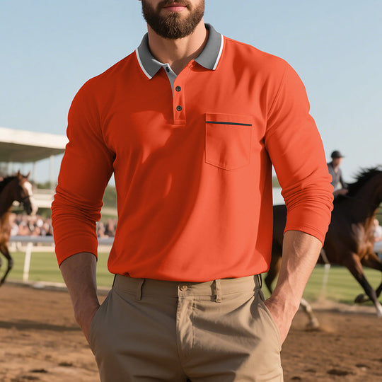 Herren Poloshirt mit trendigem Design und bequemen langen Ärmeln R&B