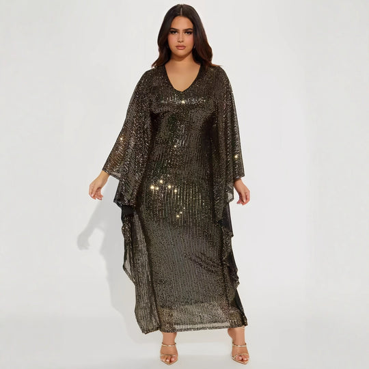 Damen Glamouröses Abendkleid mit funkelnden Pailletten und weitem Saum R&B