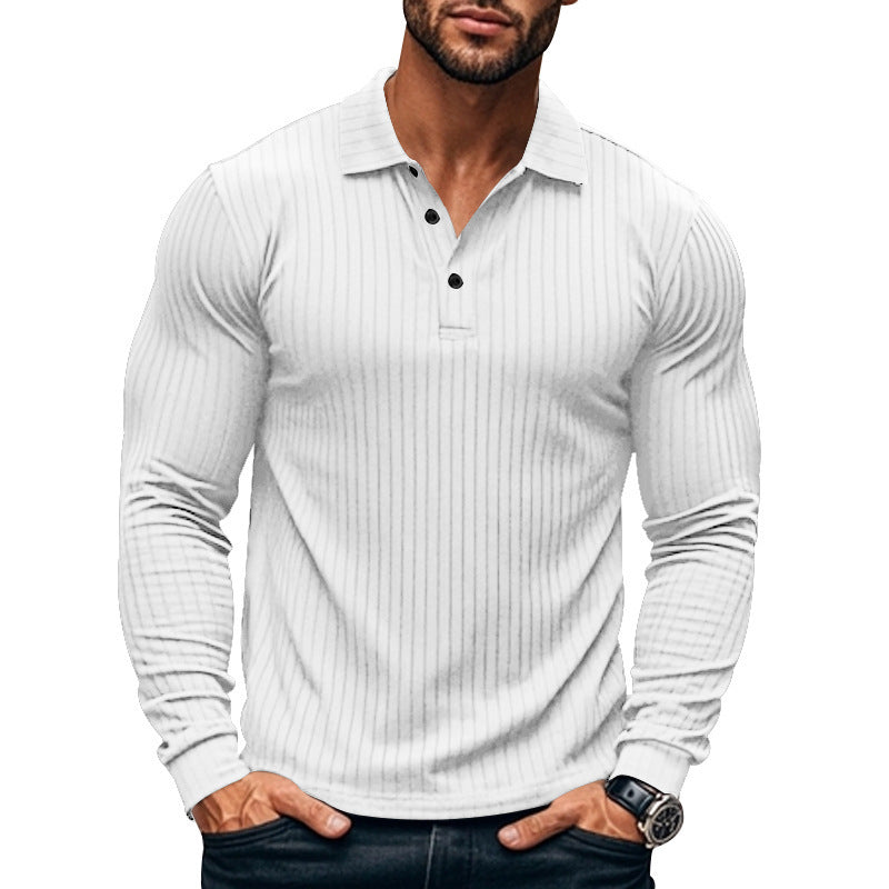 Herren Langarm-Henley-Shirt mit strukturiertem Rippenmuster R&B