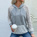 Damen Kapuzenpullover mit Spitze und komfortablem Schnitt