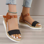 Damen Wedge-Sandalen mit verstellbarem Riemen und rutschfester Sohle R&B