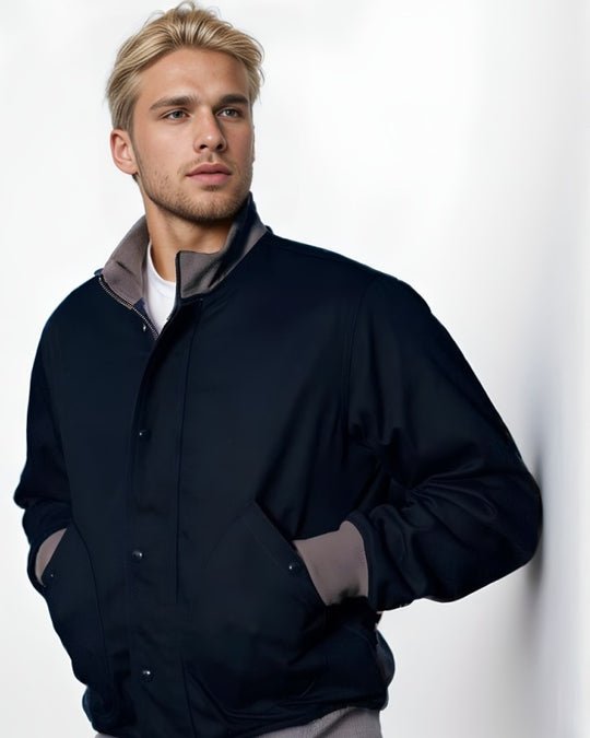 Herren lässige und bequeme Sportjacke mit hohem Kragen und praktischen Taschen R&B