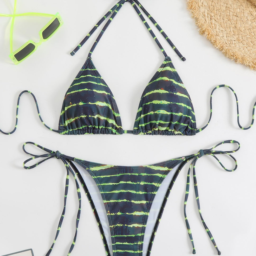 Damen Triangel-Bikini-Set mit verstellbaren Schnürdetails R&B