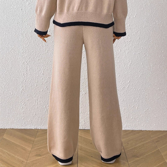 Damen bequeme Strickhose mit floralem Applikationsdesign R&B
