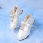 Mädchen elegante Ballerinas mit Schleifen- und Perlenakzenten R&B