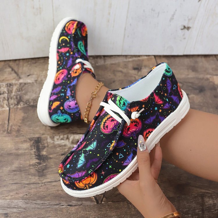 Damen Sneaker mit lustigem Halloween-Motiv und atmungsaktiver Sohle R&B