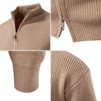 Herren Strickjacke mit hohem Kragen und durchgehender Reißverschluss