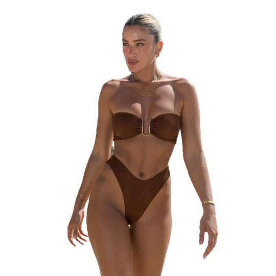 Damen Bandeau-Bikini mit stilvollem Blumendetail R&B