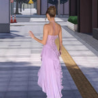 Damen Elegantes Wickelkleid mit fließendem Faltenrock und asymmetrischen Rüschendetails EB