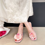 Damen elegante Zehentrenner mit floralem Dekor und modischem Absatz R&B