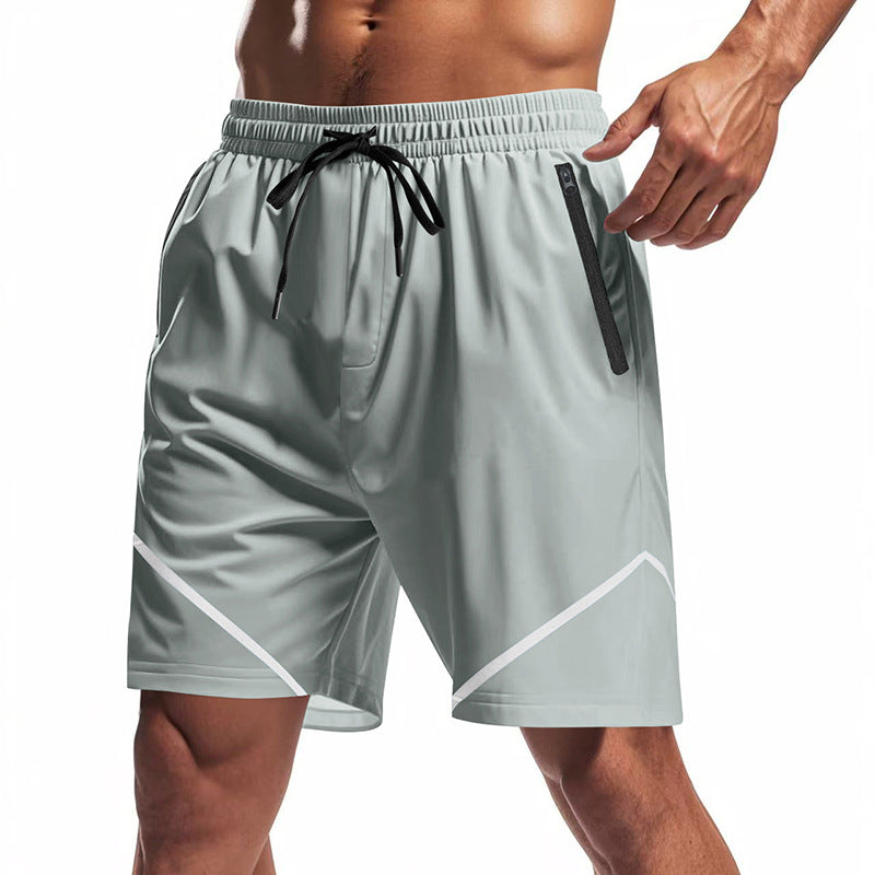 Herren nan atmungsaktive Trainingsshorts mit Reißverschlusstaschen und elastischem Tunnelzugbund R&B