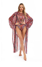 Damen eleganter transparenter Strandkimono mit floralem Design R&B