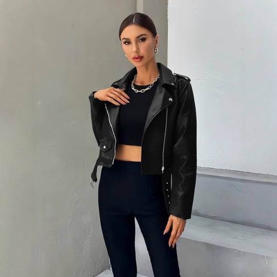 Damen cropped Bikerjacke R&B