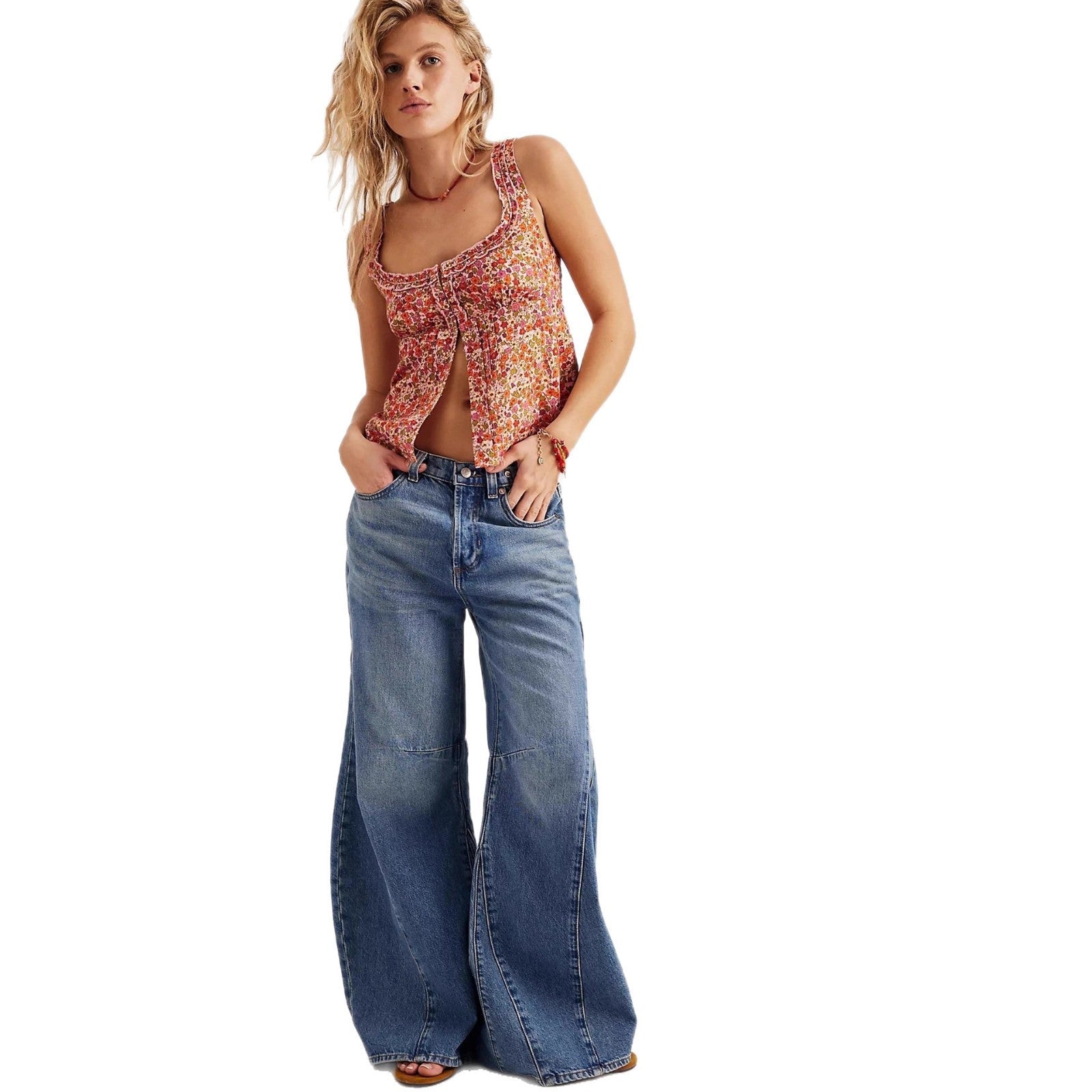 Damen Overdye Jeans mit weitem Schnitt