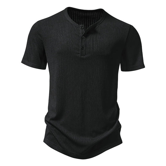 Herren Kurzarm-Henley-Shirt mit strukturiertem Design R&B