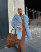 Damen Luxuriöse Kunstfelljacke mit voluminösen Ärmeln R&B