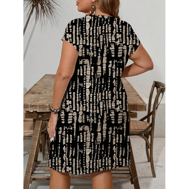 Damen lässiges Freizeitkleid mit modernem Mustermix R&B