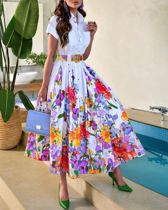 Damen Maxikleid mit schickem Floral-Design und tailliertem Schnitt R&B