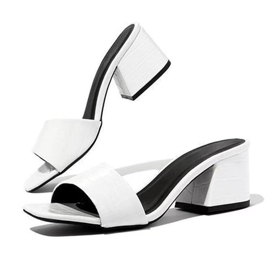 Damen offene Blockabsatz-Sandaletten mit elegantem Krokodilleder-Design R&B