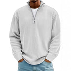 Herren nan gerippter Strickpullover mit halbem Reißverschluss und Stehkragen R&B